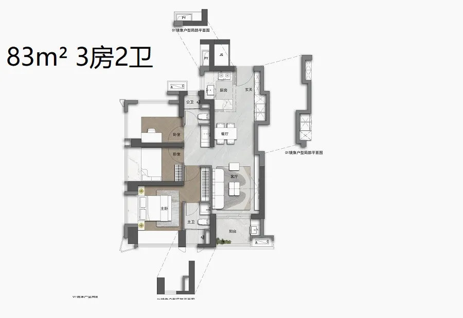 zhuoyue-langyifu-83m2-huxing-tu