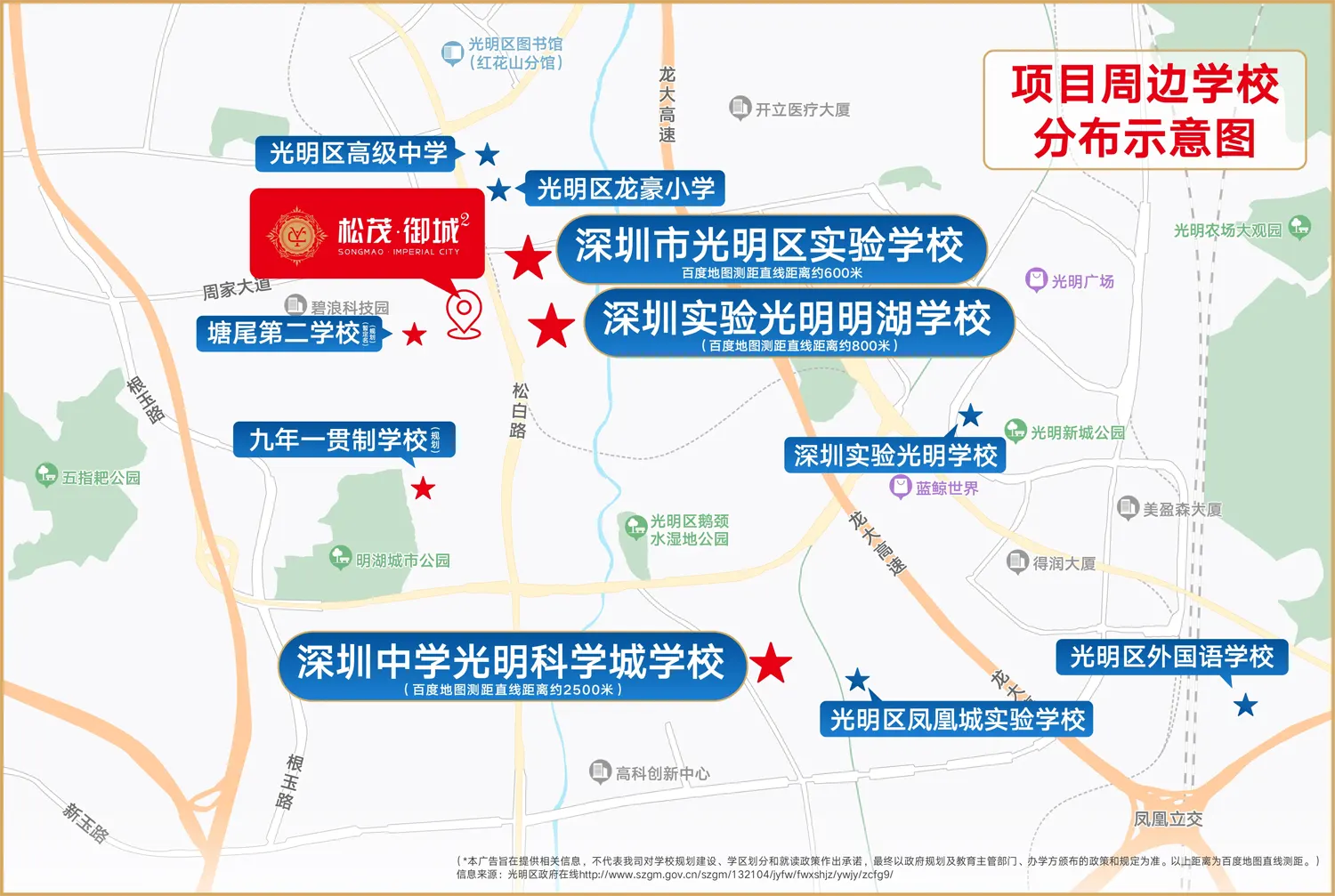 松茂御城售楼处电话4001167278-周边学校配套
